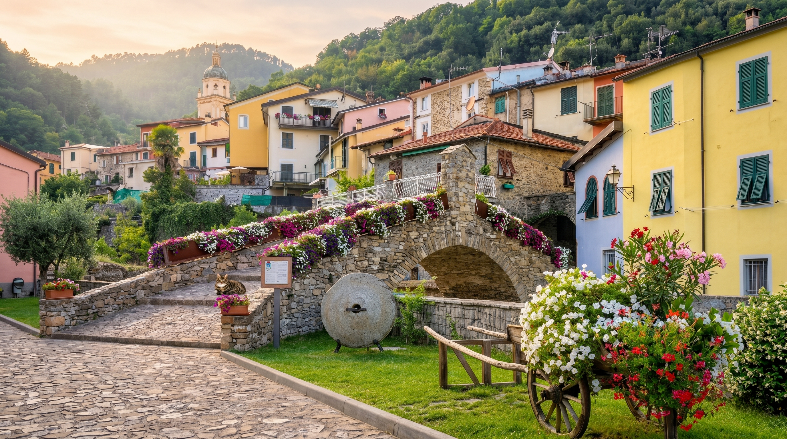 Vista del borgo di Pignone tra le colline delle Cinque Terre