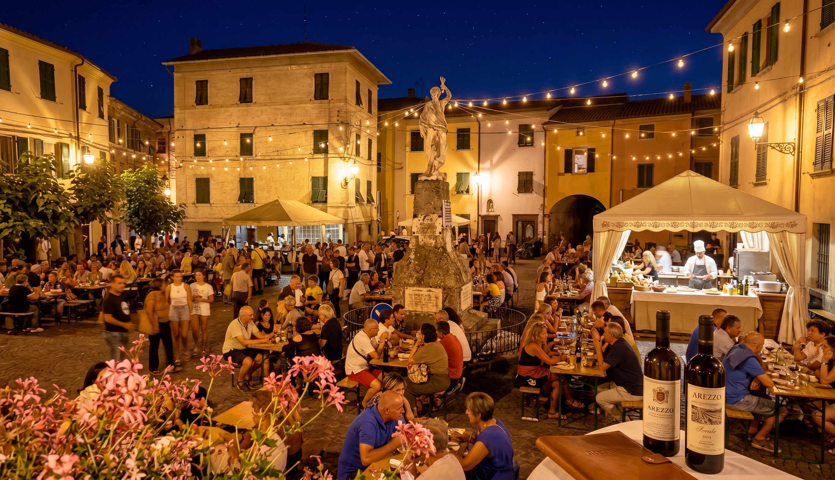 Festa serale nella piazza di Pignone